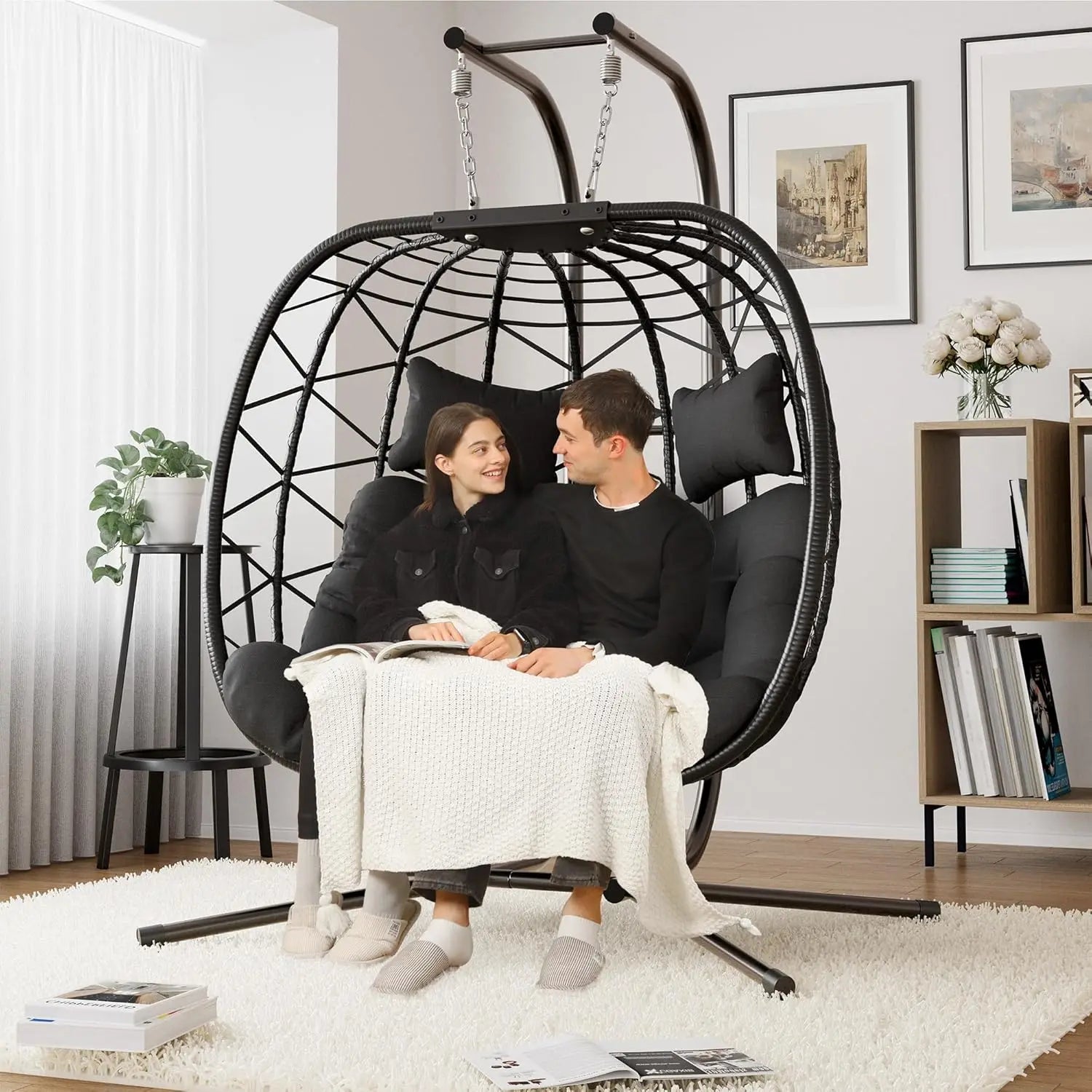 Double Swing Egg Chair — Wicker Lounge Collection