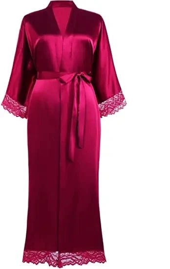 Bride Robe with Lace Sleeves White  Lace Bridal Robe Long Wedding Kimono Robe for Women Bridesmaid Dressing Gown