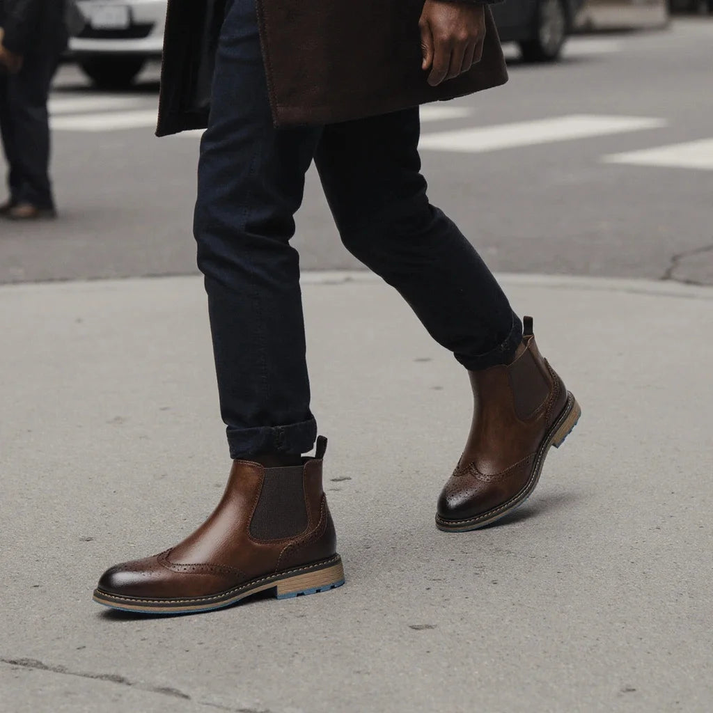 2026 Classic Red Wine Chelsea Boots for Men Fashionable Men Boots Casual Men Ankle Boots