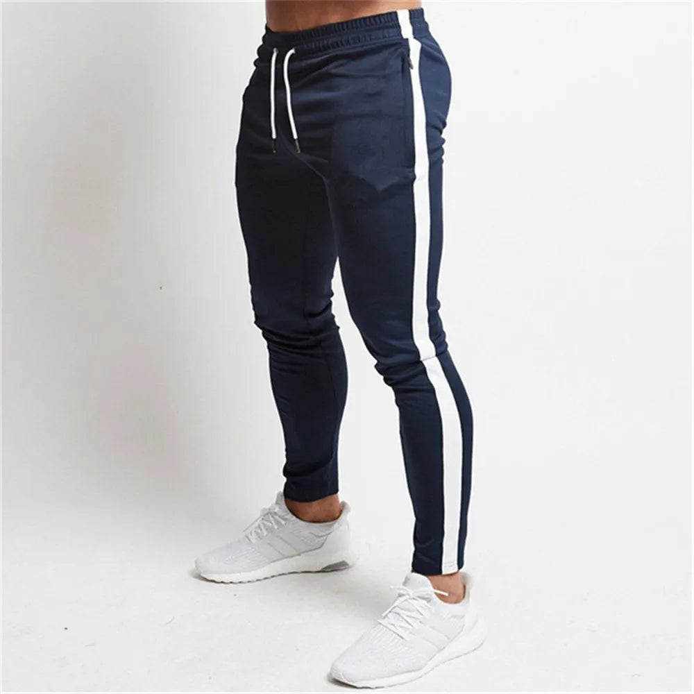 Fashion Men's Gym Pure Color Joggers Fitness Casual Long Pants Workout Skinny Sweatpants Tracksuit Trousers
