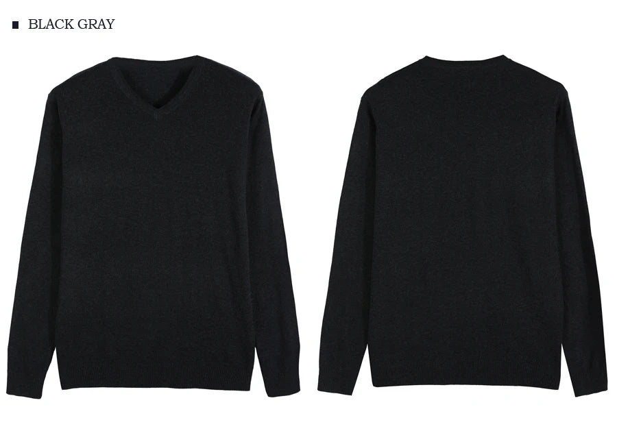 2023 Autumn New Men's V-neck Wool Sweater Business Casual Solid Color Thin Pullover Sweater Brand Clothes Blue Red Black