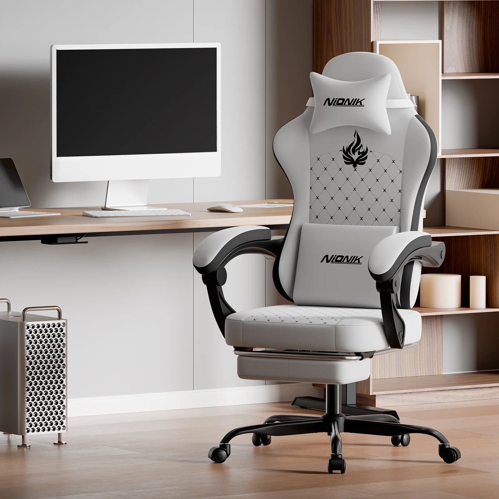 Gaming Chair with Footrest,