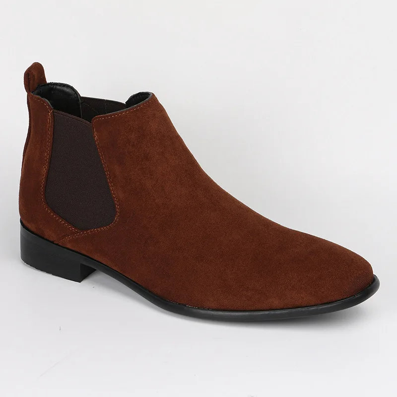 Big Size 40-50 Brown Men Chelsea Boots High Quality Suede Leather Boots Man Comfort Flat Slip-On Men's Ankle Boots