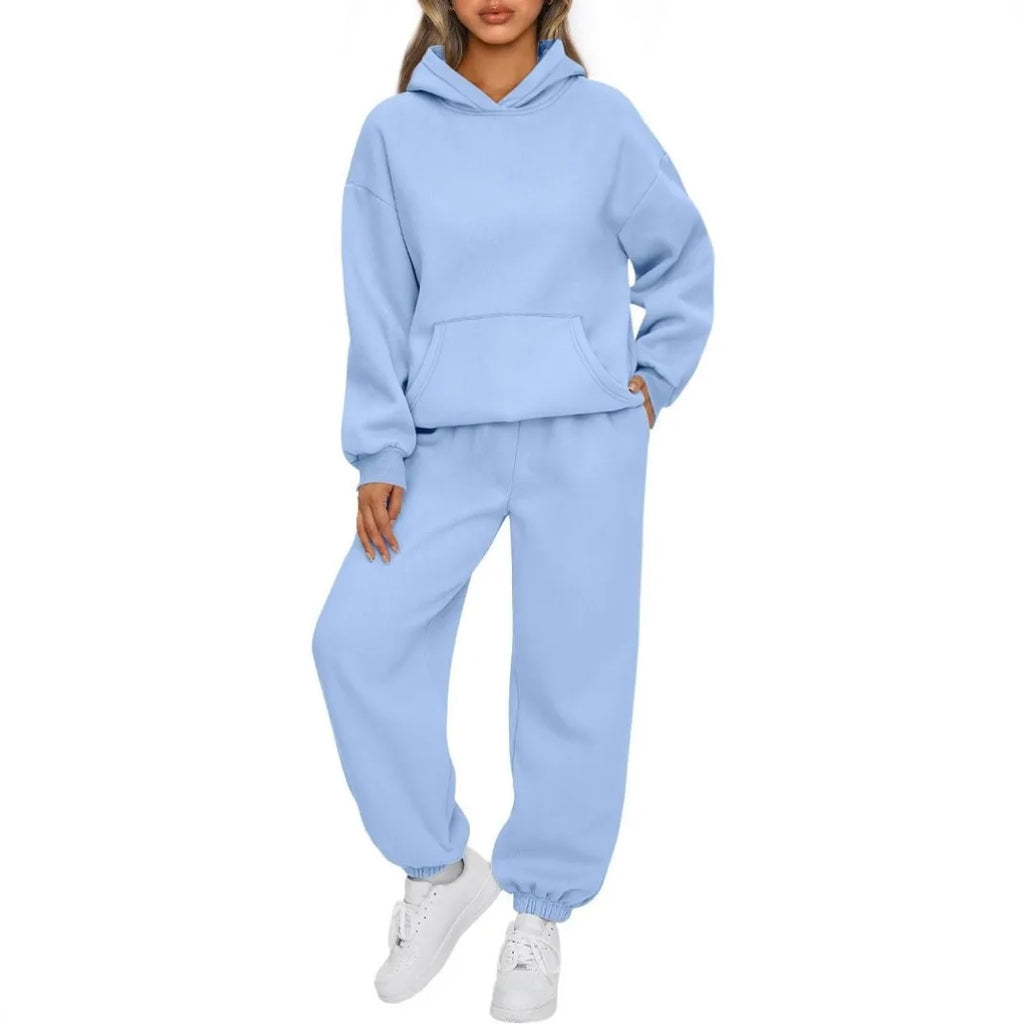 Women's Casual Hooded Sweatshirt and Sportswear Pants Set Long Sleeve Long Pants Autumn Season Fashion Ladies Outfit