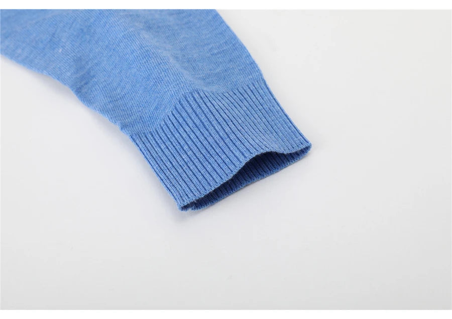 2023 Autumn New Men's V-neck Wool Sweater Business Casual Solid Color Thin Pullover Sweater Brand Clothes Blue Red Black