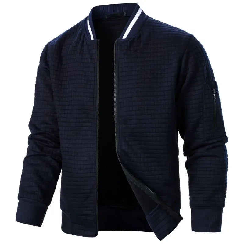 Autumn Men's Long Sleeve Zipper Jacket Stand Up Coats Sport Outdoor Sweatwear Winter Warm Baseball Collar Sweatshirts