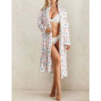 Fleece Floral Fruit Print Bathrobe Valentine Robe Soft Flannel Lounge Robe Cute Lightweight Gown with Belt