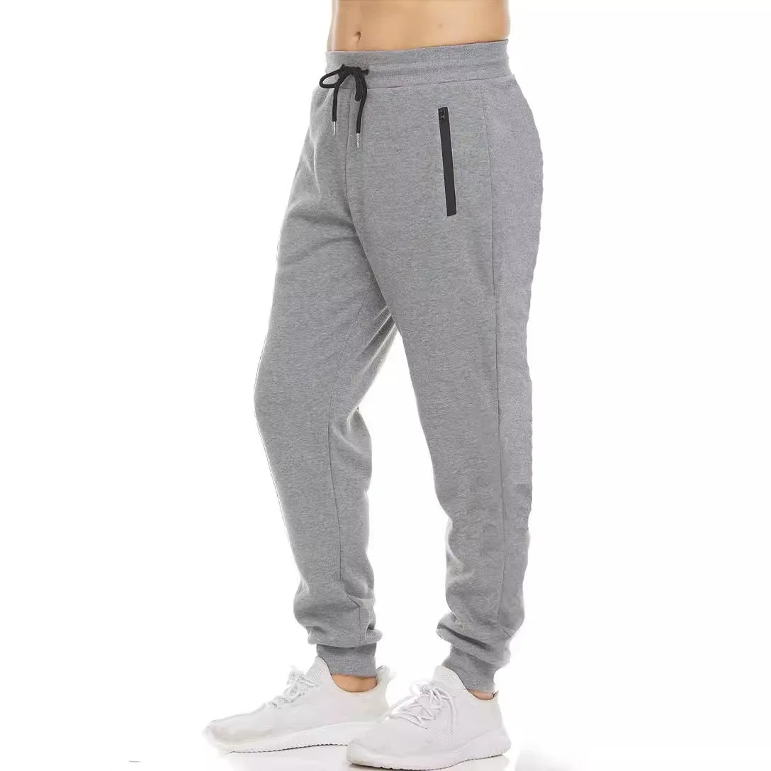 New Sweatpants with Side Zipper Pockets for Men - Joggers, Track Pants, Elastic Waist Sport Casual Baggy Fitness Gym Clothing