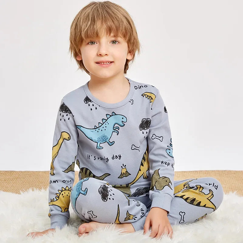 Kids Pajamas for Boys 2 3 4 5 6 7 8 9 10 11 12 13 14 Years Cotton Sleepwear Set Dinosaur Pyjamas Green Children Pijamas Clothing
