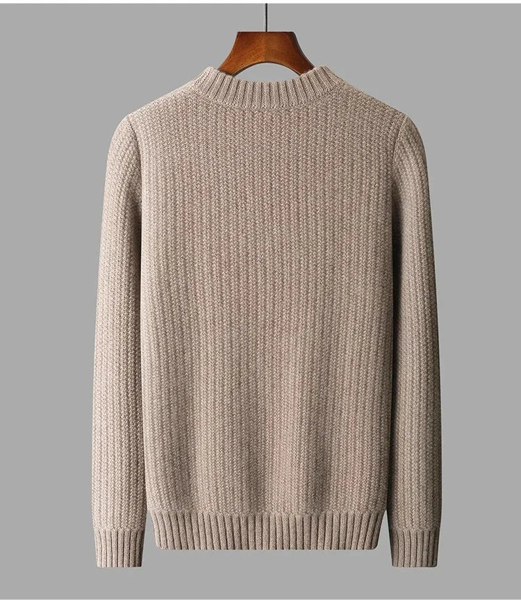 100% Pure Cashmere Sweater for Men - Round Neck, Thick, Warm, Fashionable Sweater