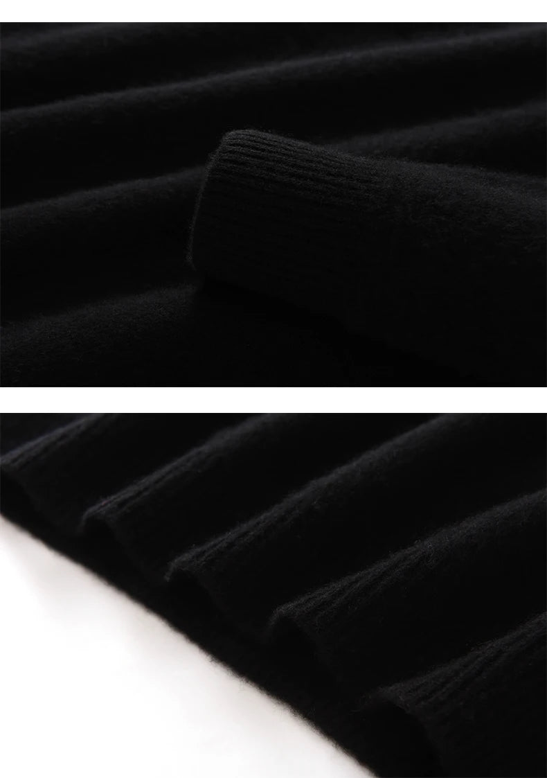 Autumn Winter New Round Neck 100% Cashmere Sweater for Men - Loose Thickened Casual Color Block Pullover Knitted Base Shirt