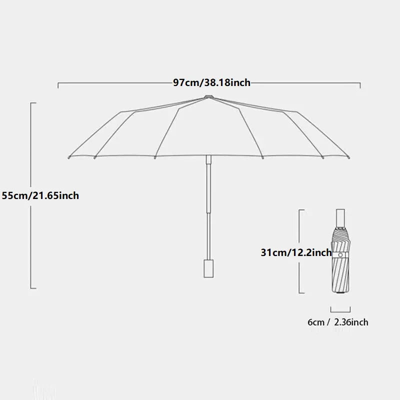 12 Bone Black Glue Fully Automatic Umbrella With Thick And Durable
