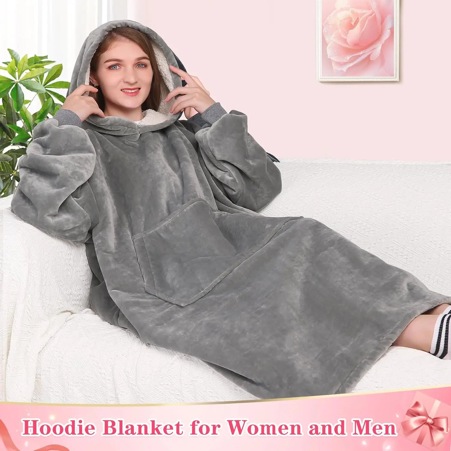 Super Sized Wearable Blanket Sports Shirt Gift for Men and Women, Soft