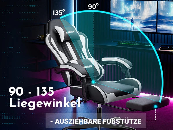Gaming Chair with Massage Ergonomic Desk Chair Footrest Headrest Rotatable Chair for Office and Gamers