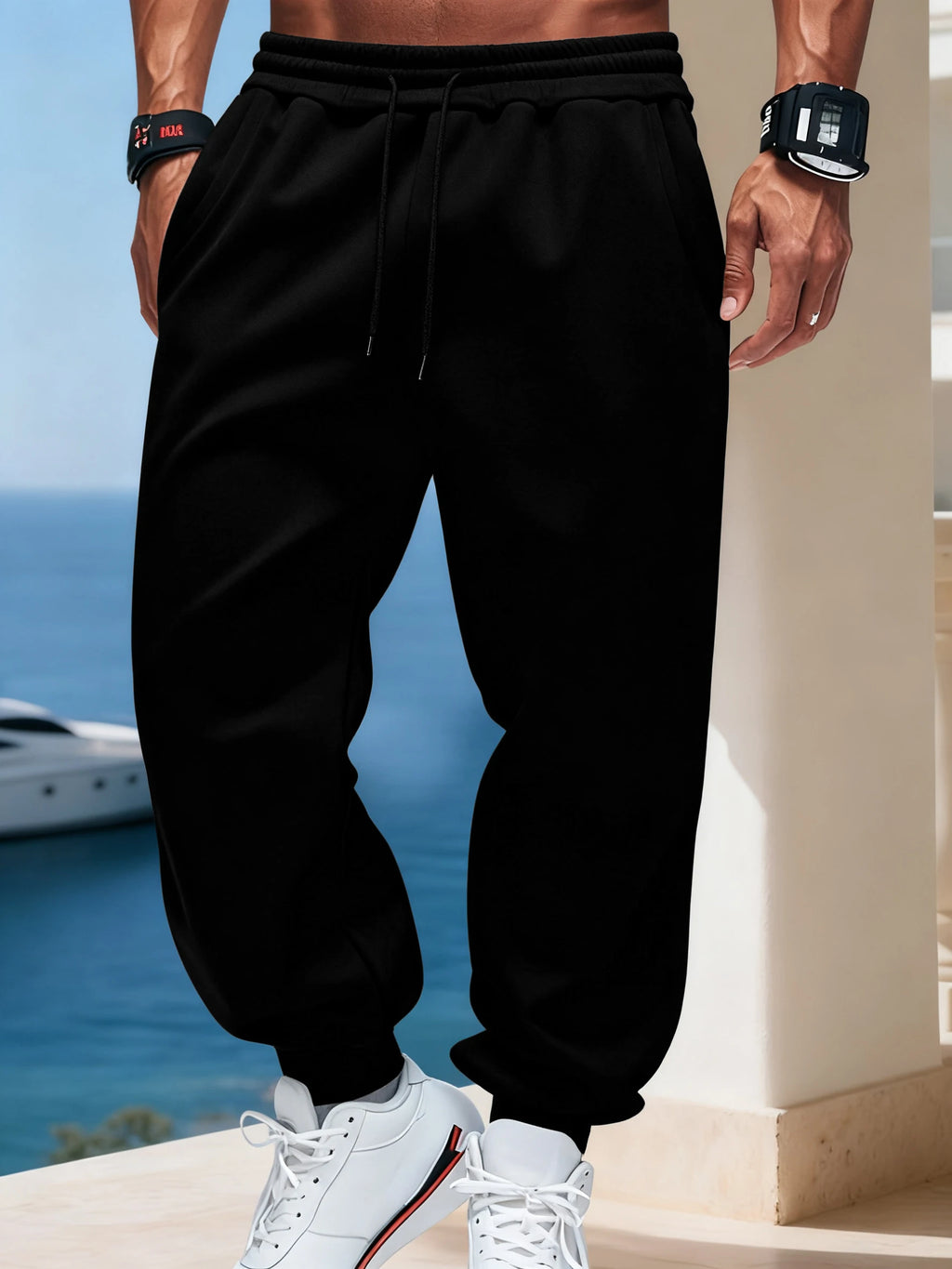 Man Autumn Fleece Sportpants Drawstring Casual Long Pants Comfortable Street Britches Fashion Pocket Pant Loose Basic Sweatpants