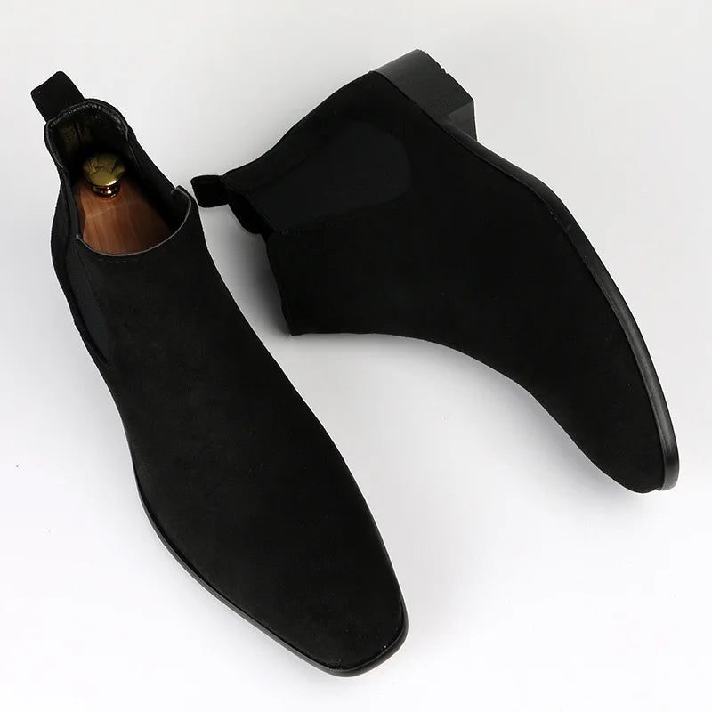 Big Size 40-50 Brown Men Chelsea Boots High Quality Suede Leather Boots Man Comfort Flat Slip-On Men's Ankle Boots