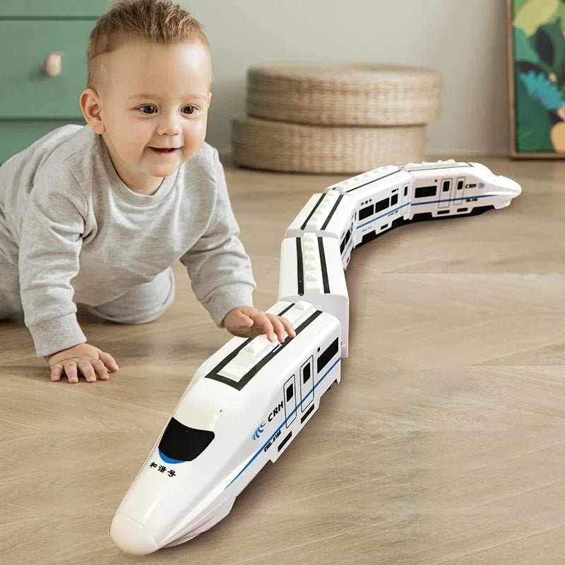 Kids DIY Simulation High Speed Railway Train Toy Car Electric Sound
