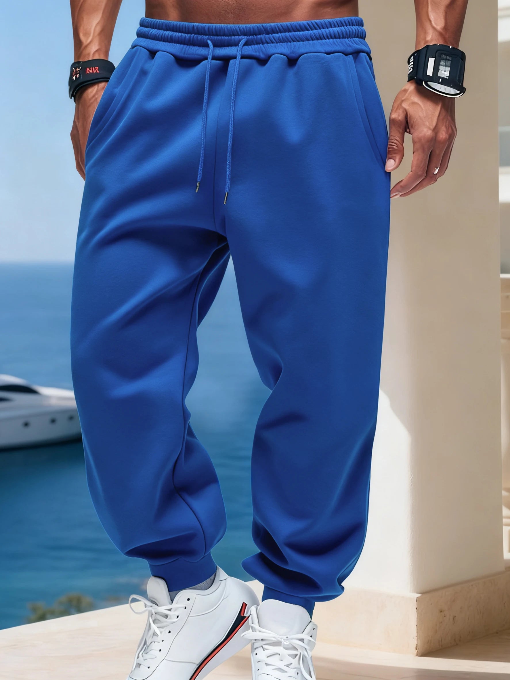 Man Autumn Fleece Sportpants Drawstring Casual Long Pants Comfortable Street Britches Fashion Pocket Pant Loose Basic Sweatpants