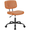 JHK Armless Office Desk Chair with Back Lumbar Support, Height Adjustable PU Leather Computer Chair with 360° Swivel Rolling Wheels