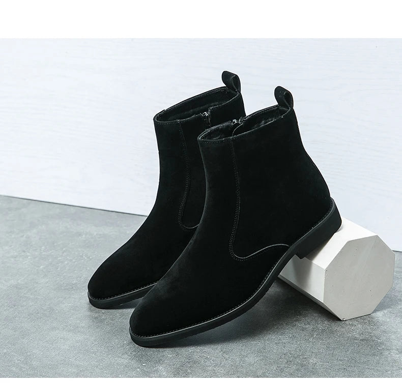 New Arrival Nubuck Suede Leather Boots Men High Top Trend Retro Boots Personality Fashion Mens Casual Chelsea Winter Ankle Boots