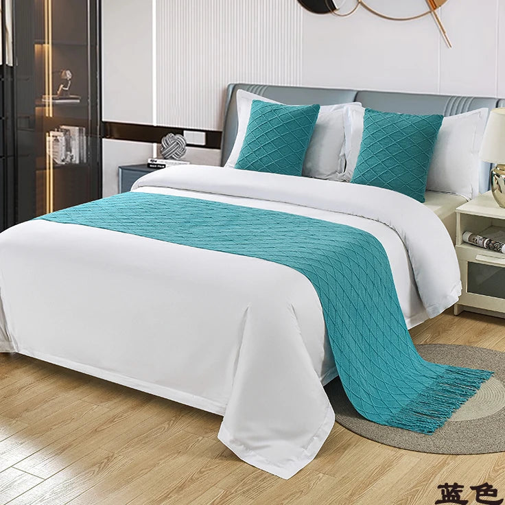 1pc Modern Simple Light Luxury B&B Hotel Bed Flag Bed Tail Towel Solid Color Bedding Bed End Blanket Bed Cover Knitted Bed Flag