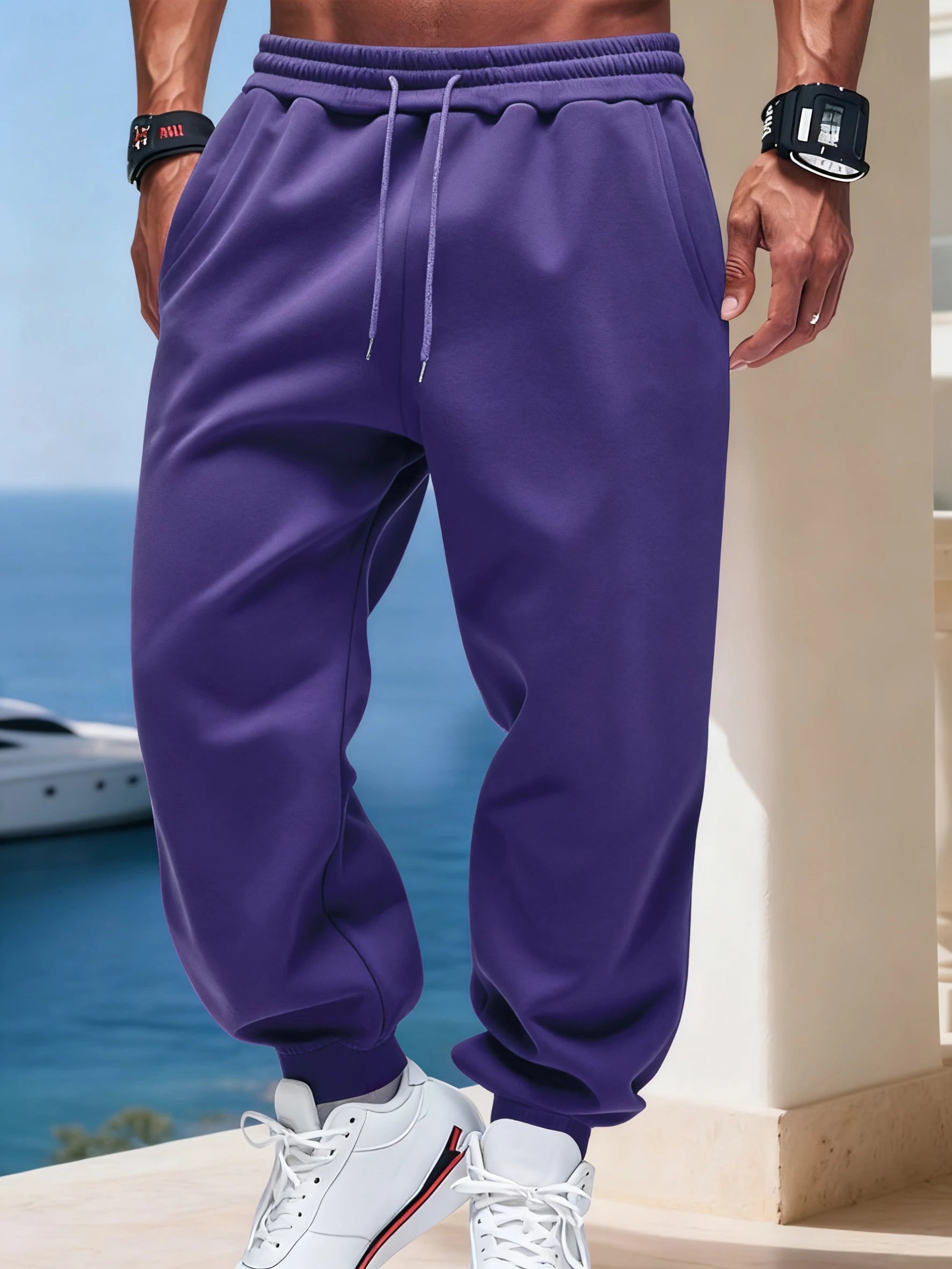 Man Autumn Fleece Sportpants Drawstring Casual Long Pants Comfortable Street Britches Fashion Pocket Pant Loose Basic Sweatpants