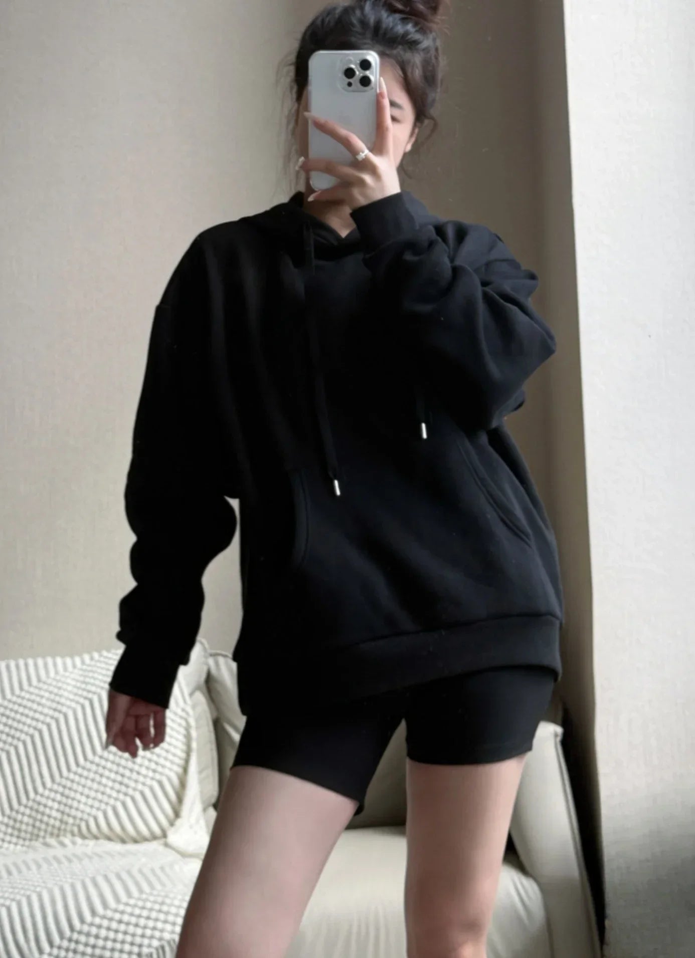 Women Fleece Lined Slim Fit Hoodie Soft Skin-Friendly Lightweight Warm Pullover Casual Hooded Sweatshirt for Daily Wear