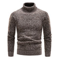 Autumn Winter Fleece Sweater for Men - Thicker Turtleneck Warm Pullover Slim Fit Clothing - Luxury Brand Black Brown Jumpers - Elastic