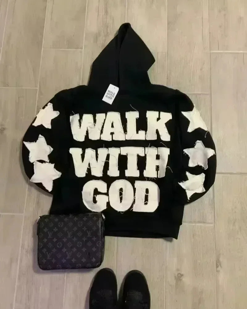 European and American Fashion Trends Joker Pattern Embroidered Zipper Hoodie Women Street Hip Hop Retro Casual Sweatshirt Unisex