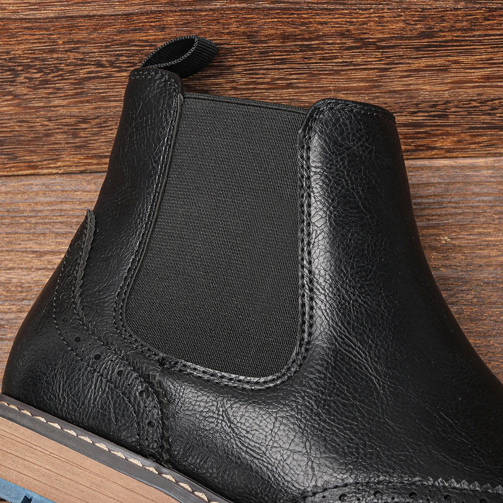 2026 Classic Red Wine Chelsea Boots for Men Fashionable Men Boots Casual Men Ankle Boots