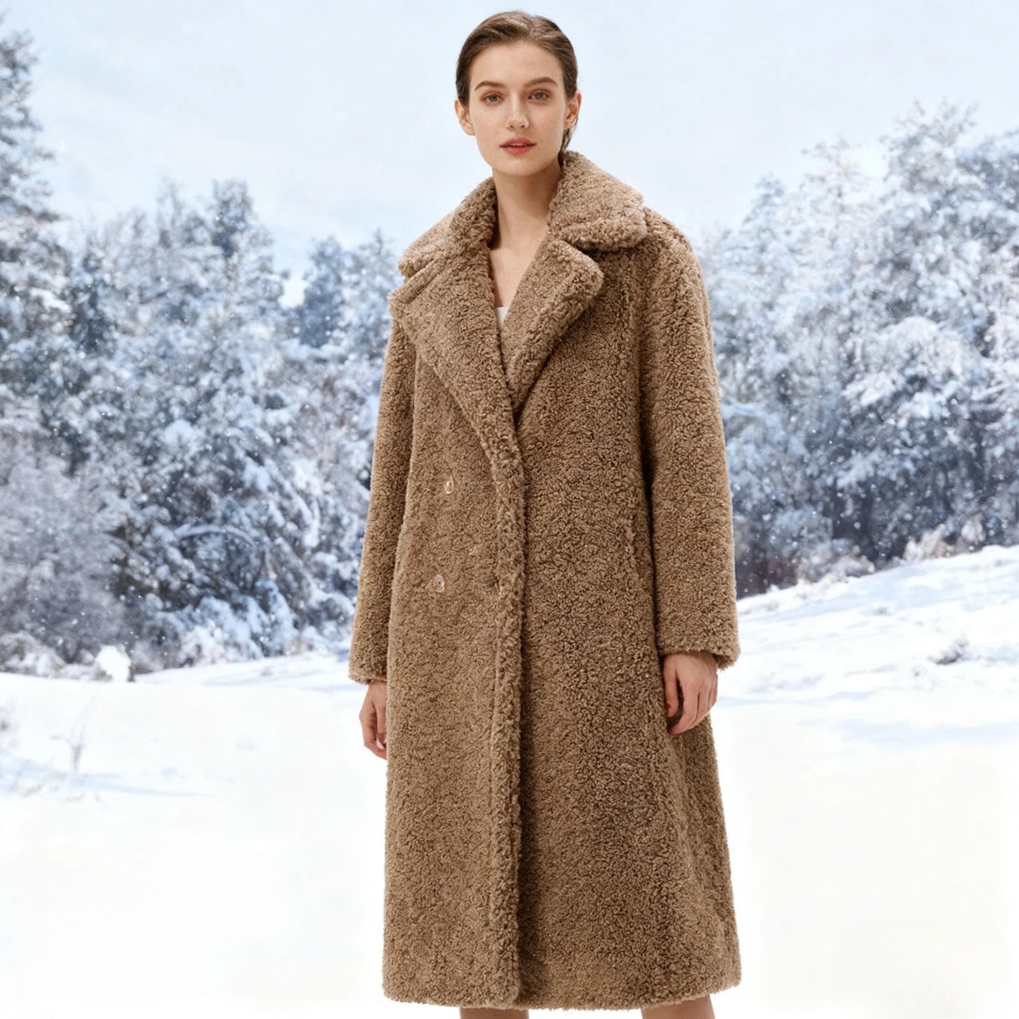 Long Coat for Women with Turn Down Collar - Warm, Thick Work Y2K Streetwear Elegant Jackets for Autumn/Winter 2025