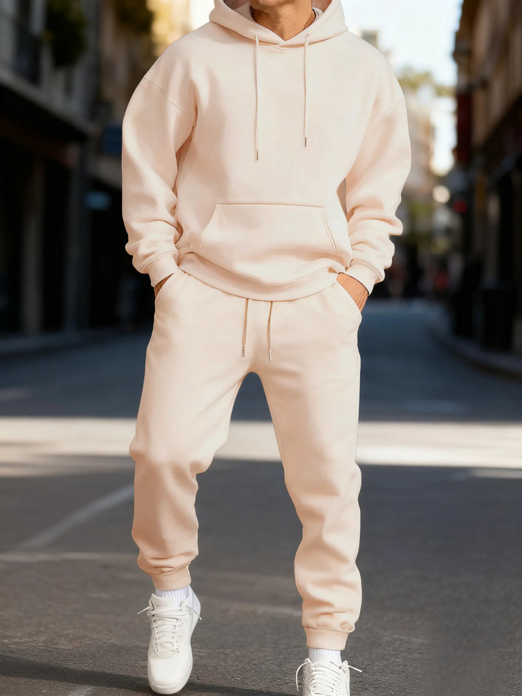 Solid Hoodies Suit Men