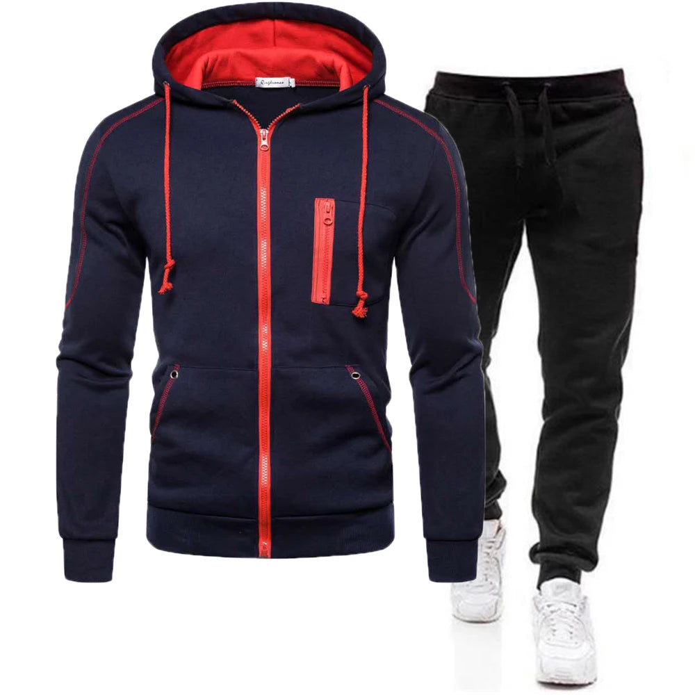 Casual Tracksuit Men Hooded Sweatshirt Outfit Spring Autumn Men's Sets Sportswear 2020 Male Hoodie+Pants 2PCS Jogging Sports Suit