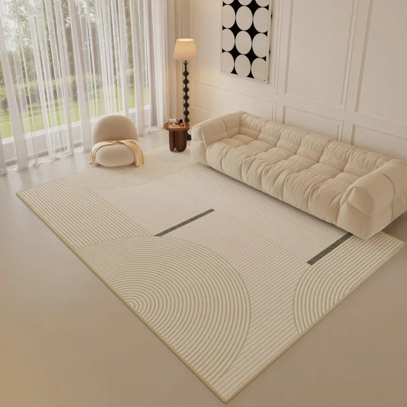 Luxury Minimalist Living Room Carpet Cream Color Large Area Rug for Sofa Bedroom Home Decor