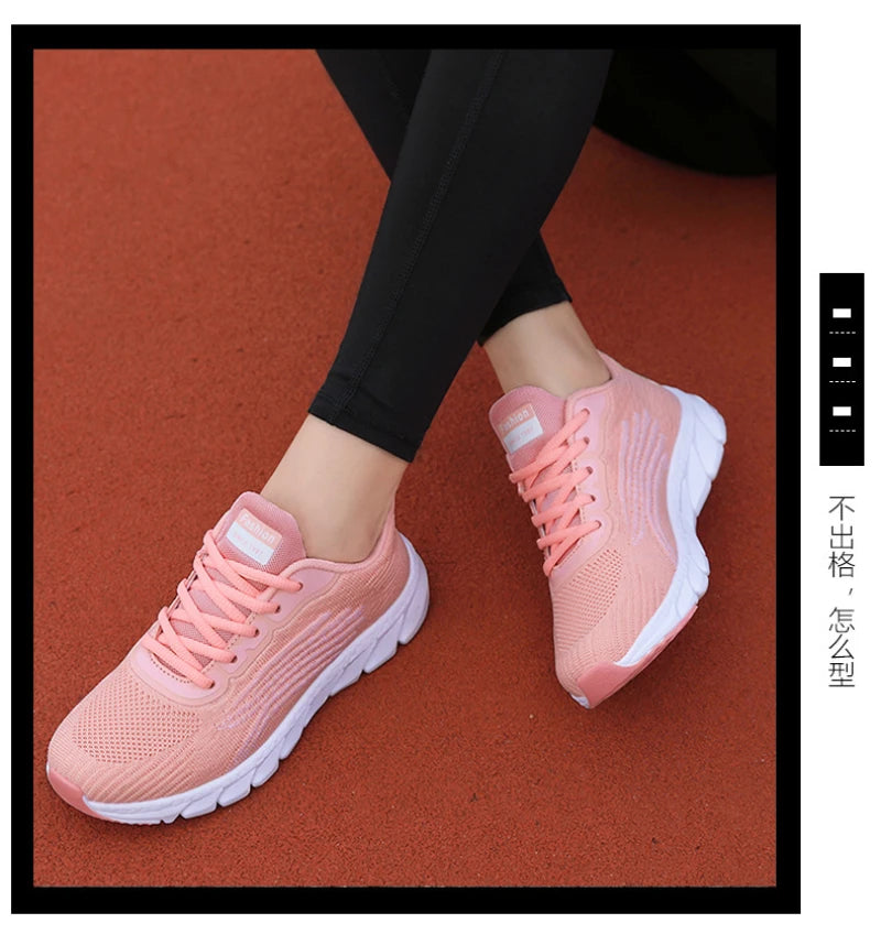 Spring Flying Knitted Breathable Running Shoes Sports Women Casual Shoes Soft Sole Couples Men And Women Small White Shoes