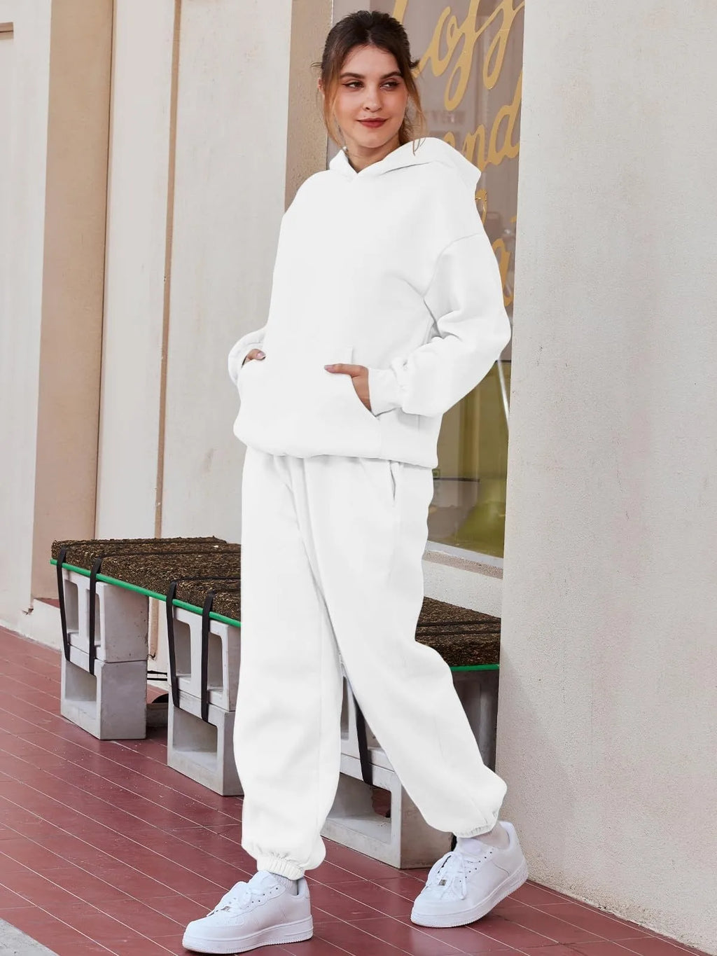 Women's Casual Hooded Sweatshirt and Sportswear Pants Set Long Sleeve Long Pants Autumn Season Fashion Ladies Outfit