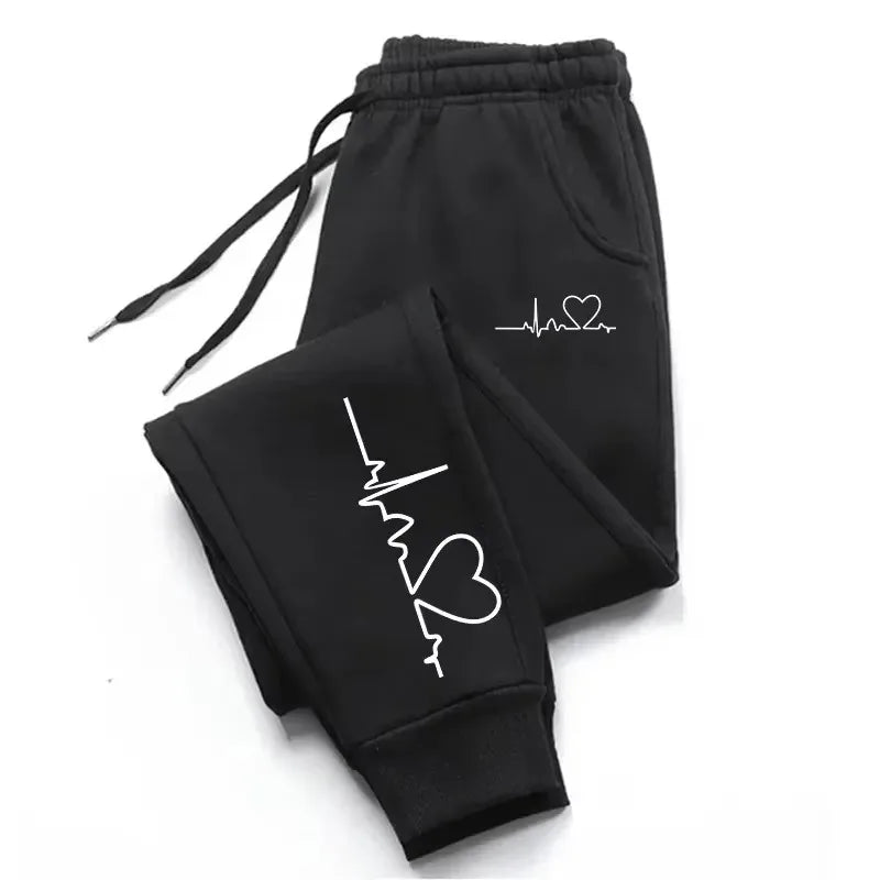Hot Sales Women's Sweatpants Daily Casual Pants High Quality Fitness Tracksuit Trousers Heart Print Street Sport Jogging Pants