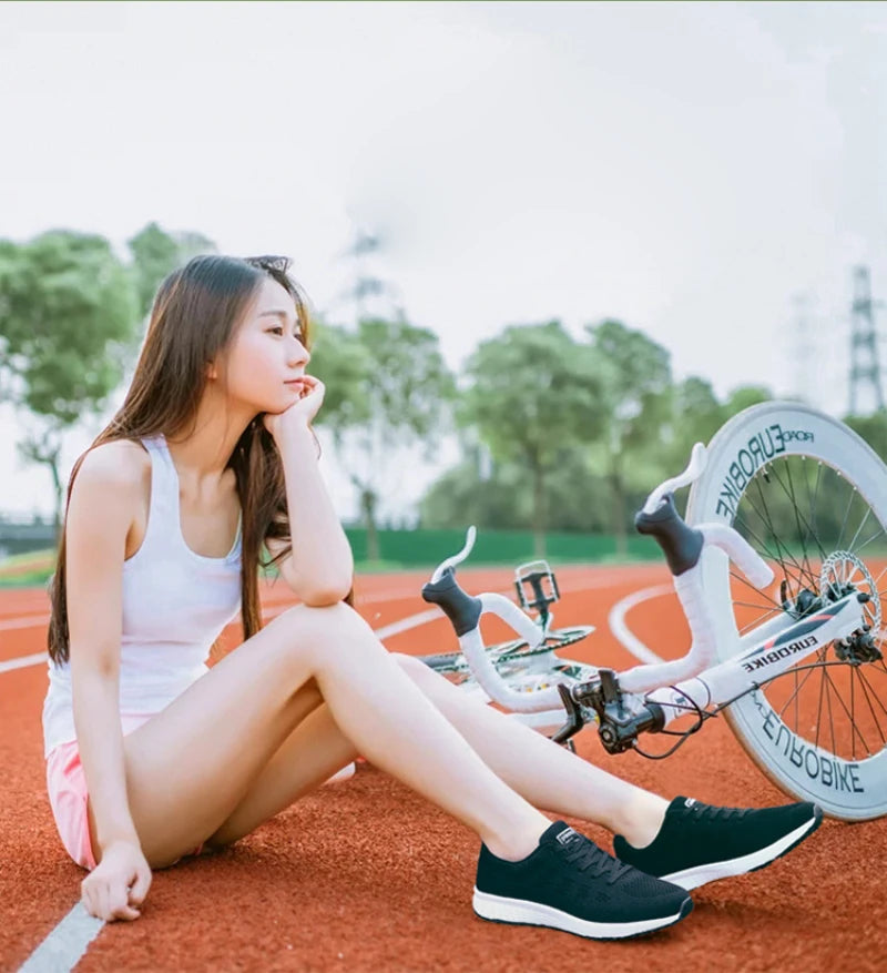 Spring Flying Knit Shoes Korean Casual Student Versatile Lace-Up Mesh Women's Sports Shoes Forrest Gump Comfort