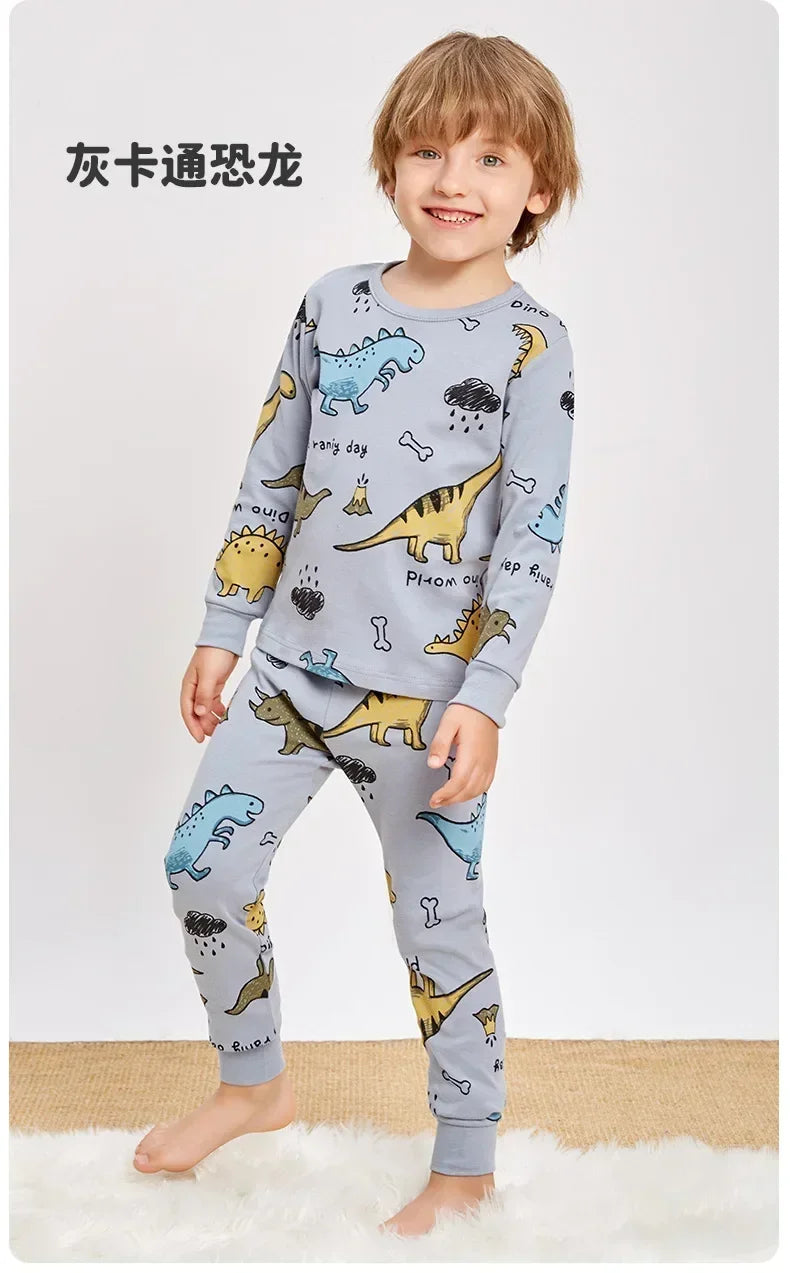 Kids Pajamas for Boys 2 3 4 5 6 7 8 9 10 11 12 13 14 Years Cotton Sleepwear Set Dinosaur Pyjamas Green Children Pijamas Clothing