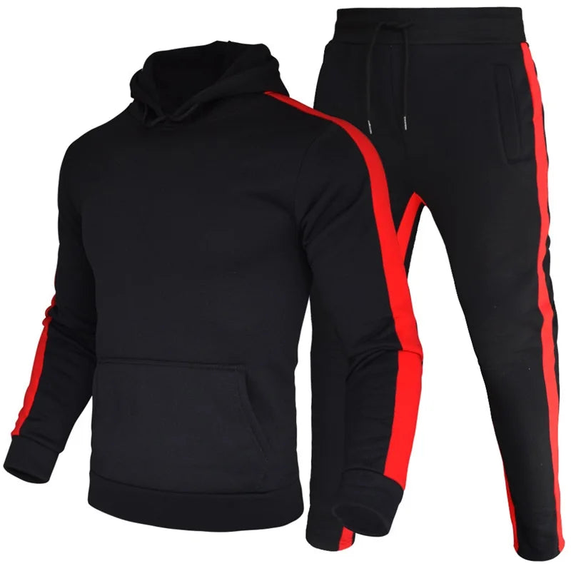 Men's 2 Piece Color Block Tracksuit Sweatsuit with Stripes - Casual Winter Long Sleeve Warm Moisture Wicking Breathable Sportswear Suit