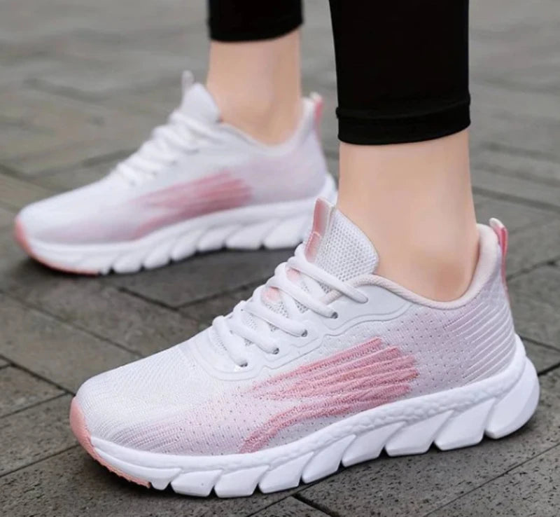 Spring Flying Knitted Breathable Running Shoes Sports Women Casual Shoes Soft Sole Couples Men And Women Small White Shoes