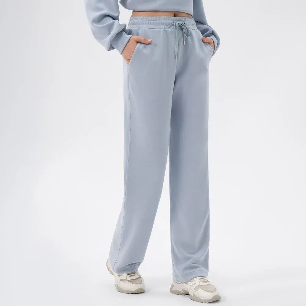 Women Autumn Winter Yoga Wear Sports Sweatshirt Modal Loose-Fit Casual Stand Collar Running Fitness Top & Pants Breathable Soft
