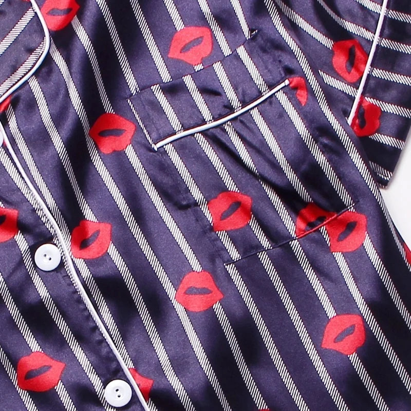 Spring Autumn Pajama Women Silk Satin Pajamas Set Long Sleeve Shirt with Trouser Sleepwear Loungewear Female Pajamas Suits Mujer