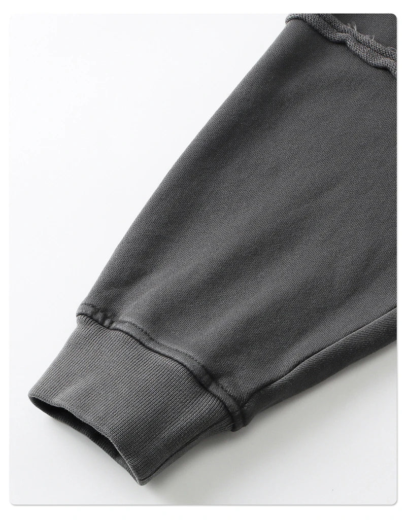 ZODF Retro Winter Man 430gsm Zipper Cotton Hoodies Unisex Heavy Weight Washed Loose Edge Zip-up Hooded Coats HY1125