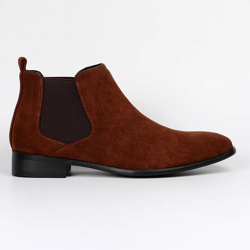 Big Size 40-50 Brown Men Chelsea Boots High Quality Suede Leather Boots Man Comfort Flat Slip-On Men's Ankle Boots