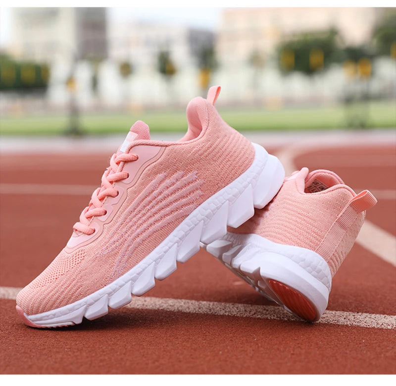 Spring Flying Knitted Breathable Running Shoes Sports Women Casual Shoes Soft Sole Couples Men And Women Small White Shoes
