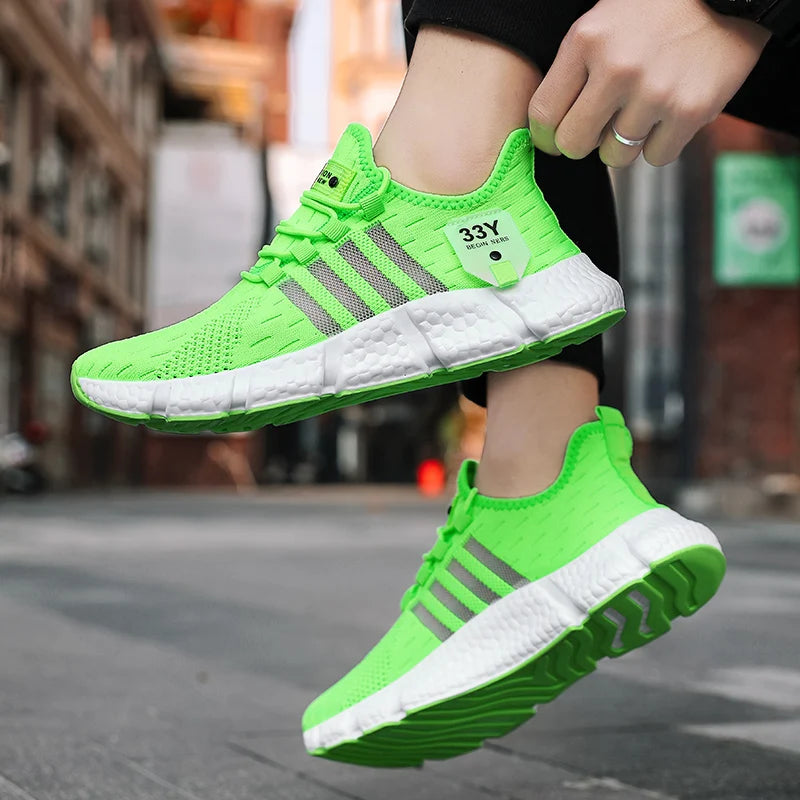 Breathable Mesh Men's Shoes Trendy Lightweight Walking Flats Plus Size Male Tennis Sneakers Outdoor Running Fitness Shoes 2024