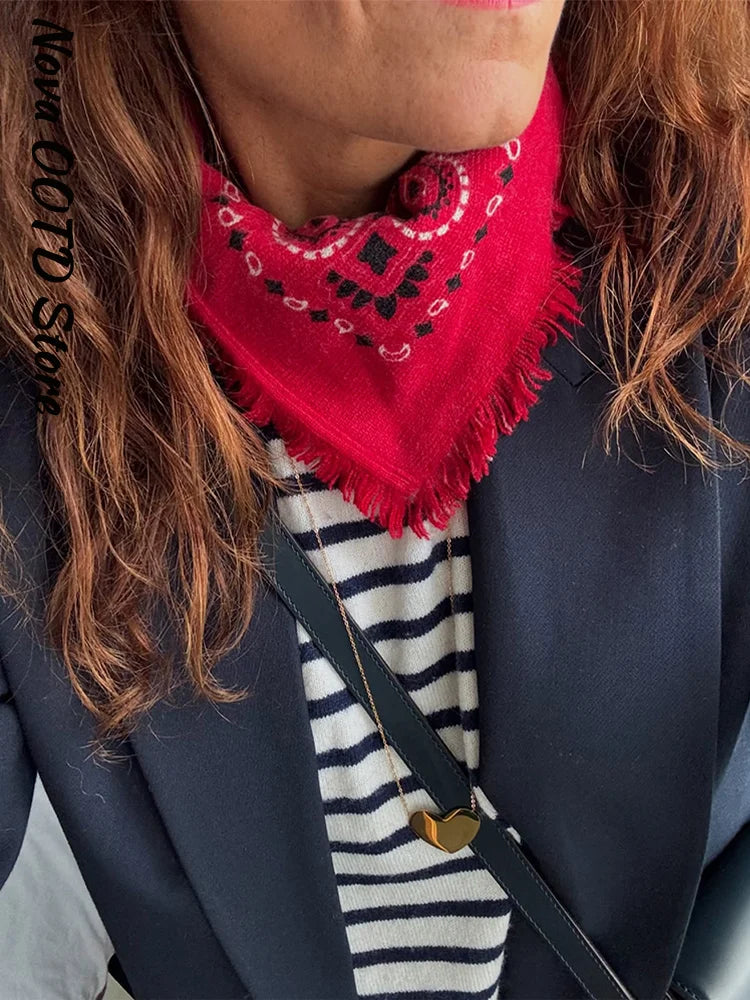 Fashion Paisley Printed Tassel Square Scarf for Women