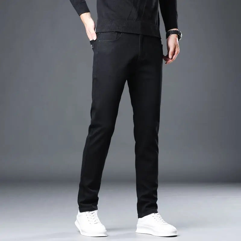 2026 Spring New Arrival Men's Black Jeans, Blue Stretch Denim Pants, Business Casual Shopping Trousers, Asian Sizes 28-40