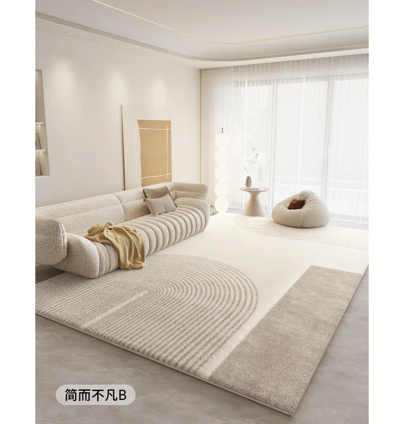 Soft Cream-Colored Thickened Non-Slip Carpet Plush Rug for Living Room Bedroom Home Sofa Coffee Table Anti-Cold Floor Mat